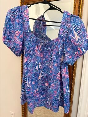 Lilly Pulitzer Sailabration Linen Top SZ 16 NWOT